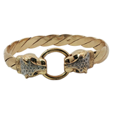 8” Pre-owned 9CT Sapphire & Diamond Set Panther Head Bangle (72.52g)